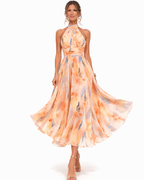 Aurora™ - Halter Neck Dress with Watercolor Print