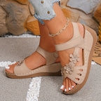 Elowen | Floral Grace Wedge Sandals